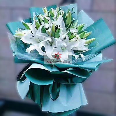 齐齐哈尔8支白色多头百合，情真意切