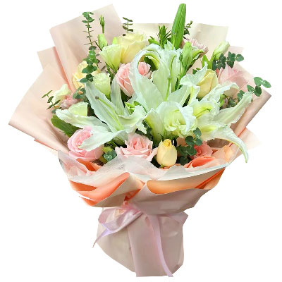 齐齐哈尔10朵玫瑰百合混搭，爱是难忘时刻